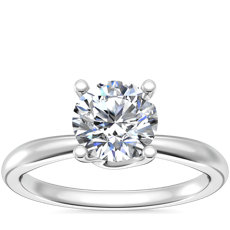 NEW Tapered Ribbon Solitaire Engagement Ring in 14k White Gold
